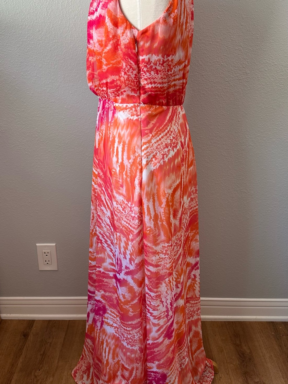 Calvin Klein Pink & Orange Printed Maxi Dress